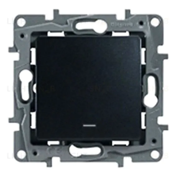 Выключатель одноклавишный с подсветкой на винтах Legran Etika 10A (антрацит) 672603 672603