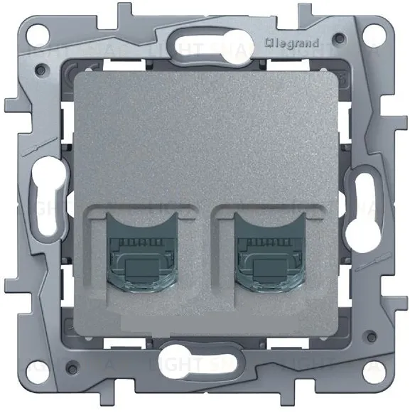 Розетка телефонна + компьютерная Legrand Etika RJ45 кат. 5 UTP (алюминий) 672452 672452