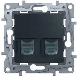 Розетка телефонна + компьютерная Legrand Etika RJ45 кат5 UTP (антрацит) 672652 672652