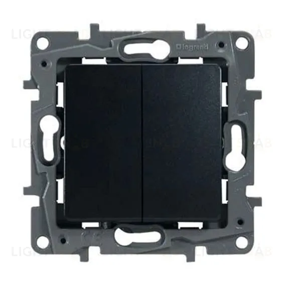 Выключатель двухклавишный на винтах Legran Etika 10A (антрацит) 672602 672602