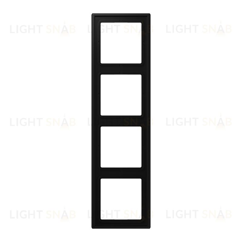 Рамка четверная для горизон./вертик. монтажа Jung LS 990, черный матовый LS984SWM LS984SWM