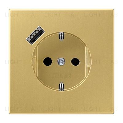 Розетка с заземлением + USB тип A, Jung 16А/250В латунь классик ME1520-18AC ME1520-18AC
