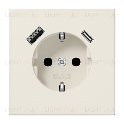Розетка с заземлением + USB тип A+C, Jung 16А/250В слоновая кость LS1520-15CA LS1520-15CA
