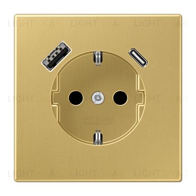Розетка с заземлением + USB тип A+C, Jung 16А/250В латунь классик ME1520-15CAC ME1520-15CAC