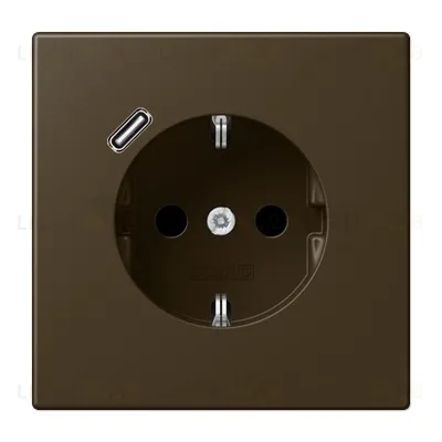 Розетка с заземлением + USB тип C, Jung 16А/250В античная латунь ME1520-18CAT ME1520-18CAT