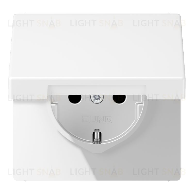 Розетка с заземлением Jung 16А/250В с откидной крышкой и уплотнительной мембраной IP44 белый матовый 551WU+LS1520BFKLWWM 551WU + LS1520BFKLWWM