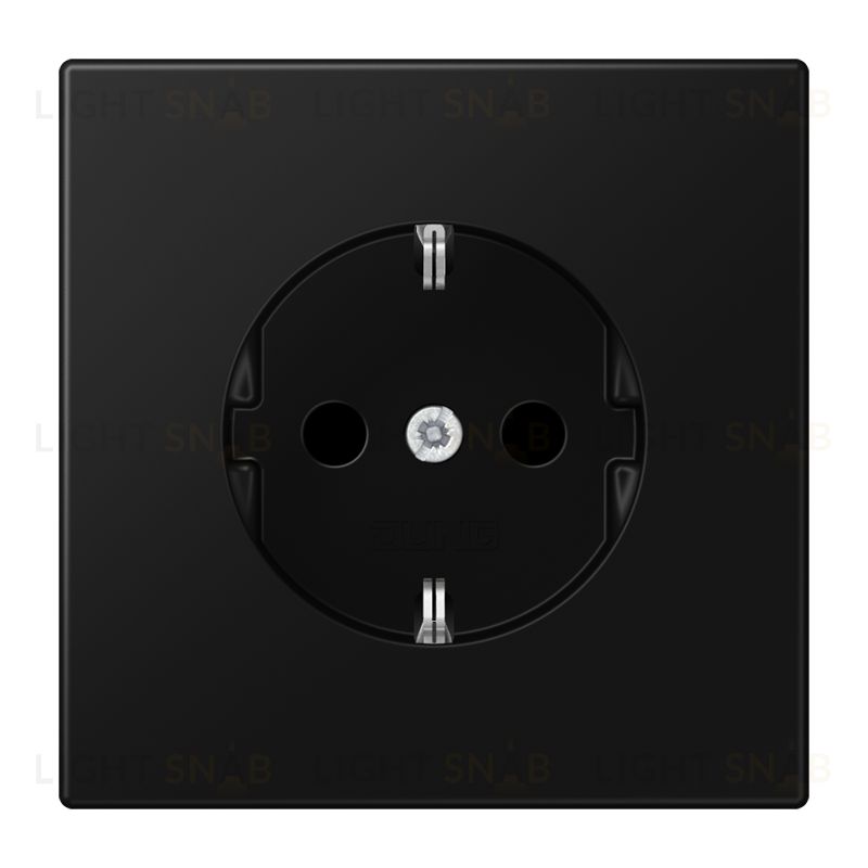 Розетка с заземлением Jung 16А/250В с защитой от детей, черный матовый LS1520KISWM LS1520KISWM