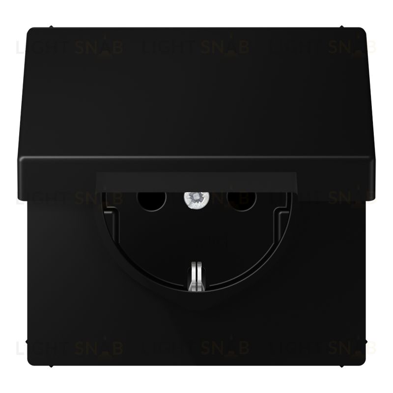 Розетка с заземлением Jung 16А/250В с откидной крышкой, черный матовый LS1520BFKLSWM LS1520BFKLSWM