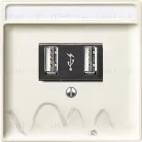 Розетка USB двойная для зарядки Merten, кремовый глянцевый MTN4366-0100+MTN297844 MTN4366-0100 + MTN297844