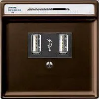 Розетка USB двойная для зарядки Merten, коричневый MTN4366-0100+MTN4250-4015 MTN4366-0100 + MTN4250-4015