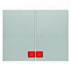 Выключатель двухклавишный с подсветкой Berker 10А/250В, металл алюминий 3035+14377003+1675 3035 + 14377003 + 1675