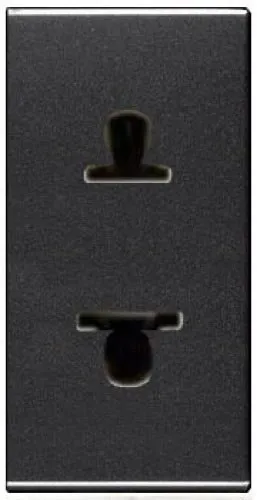 Розетка без заземления (узкая, 1 модуль) ABB Niessen Zenit 16А (антрацит) 2CLA213501N1801 2CLA213501N1801