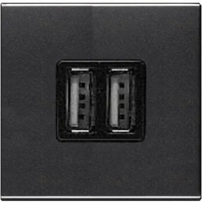 Розетка USB двойная для зарядки ABB Niessen Zenit 2х750 мА/1х1500 мА, антрацит 2CLA228500N1801 2CLA228500N1801