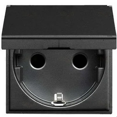 Розетка с заземлением с крышкой и защитными шторками ABB Niessen Zenit 16А (антрацит) 2CLA228810N1801 2CLA228810N1801