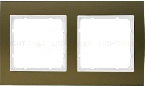 Рамкa двойная Berker B.3, алюминевая, коричневый/полярная белизна 10123021 10123021