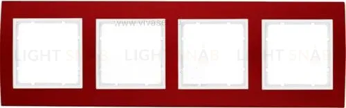 Рамкa четверная Berker B.3, алюминевая, красный/полярная белизна 10143022 10143022