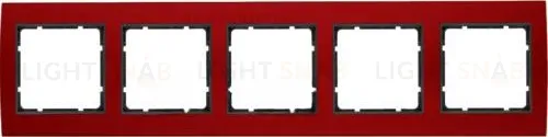 Рамкa пятерная Berker B.3, алюминевая, красный/антрацит 10153012 10153012