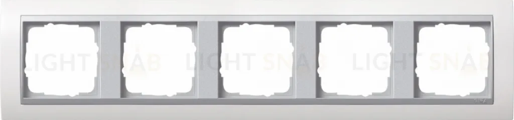 Рамка пятерная Gira Event белый матовый/алюминий 021571 021571