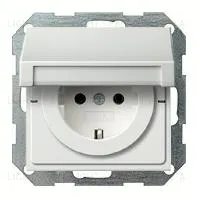 Розетка с заземлением с откидной крышкой и уплотнительной мембраной IP44 Gira 16А/250В 025227+4454112 025227 + 4454112