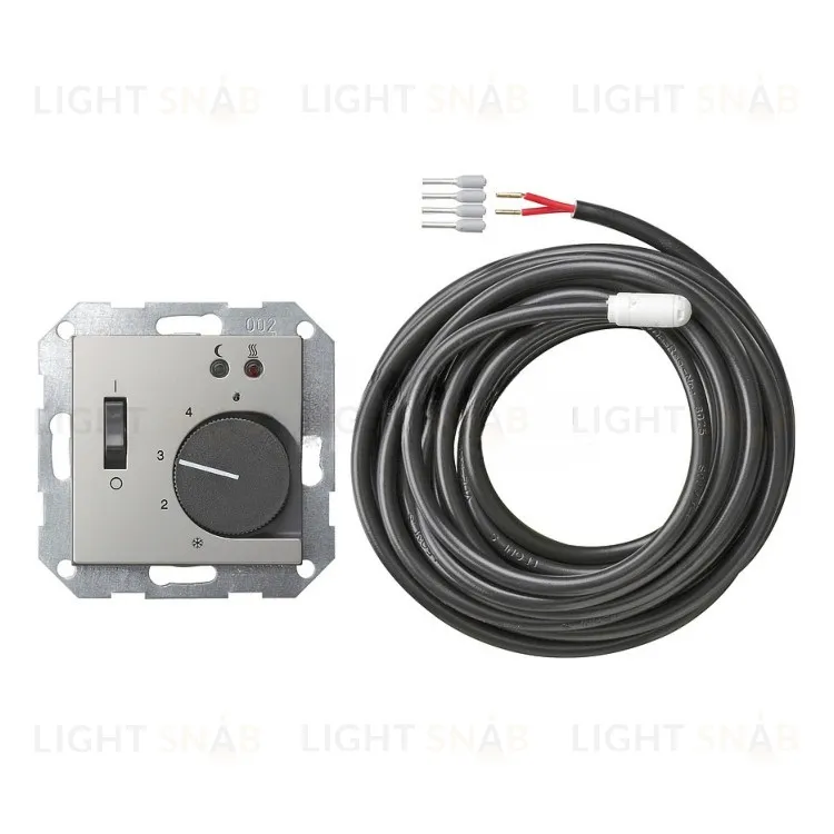 Терморегулятор Gira с датчиком, для электрического теплого пола, 10A/230B, сталь 0394600 0394600