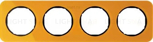 Рамка четверная Berker R.1 , акрил оранжевый черная вкладка 10142334 10142334