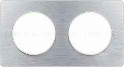 Рамка 2 поста Schneider Odace Полированный алюминий, вставка белая S52P804J S52P804J