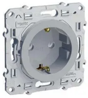 Розетка с з\к со шторками Schneider Electric Odace алюминий S53R037 S53R037