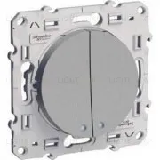 Выключатель двуклавишный с подсветкой Schneider Electric Odace алюминий S53R211+S53R298+S52R291 S53R211 + S53R298 + S52R291