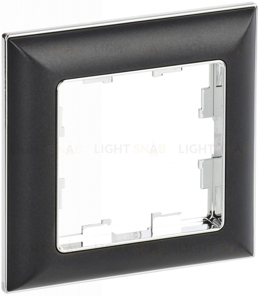 Рамка одинарная 3D-форма IEK Brite Decor черный/хром BR-M12-12-2-K23 BR-M12-12-2-K23
