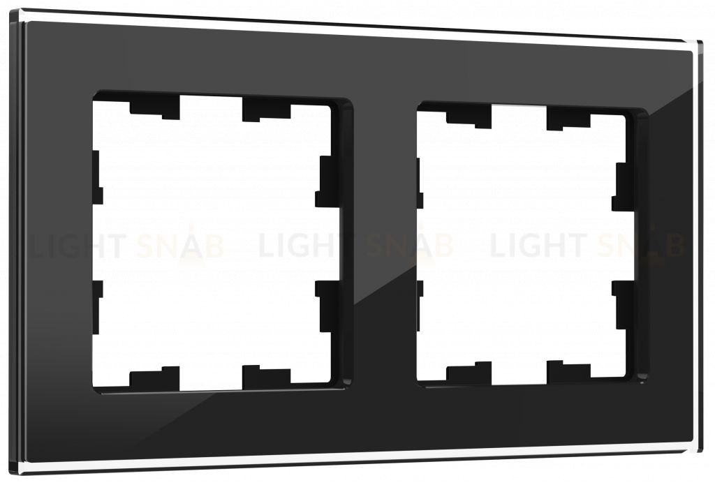 Рамка двойная IEK Brite Decor черный глянец стекло BR-M22-G-K02 BR-M22-G-K02