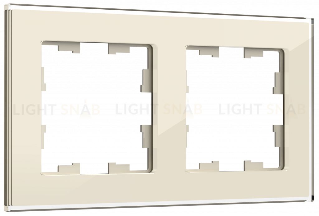 Рамка двойная IEK Brite Decor ванильный глянец стекло BR-M22-G-K10 BR-M22-G-K10