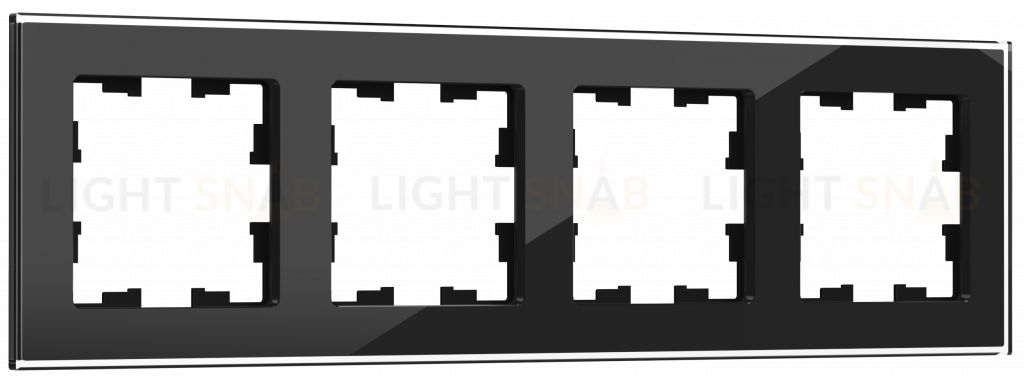 Рамка четверная IEK Brite Decor черный глянец стекло BR-M42-G-K02 BR-M42-G-K02