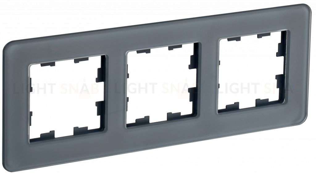 Рамка тройная скругленная IEK Brite Decor графит матовый стекло BR-M32-G-41-K53 BR-M32-G-41-K53