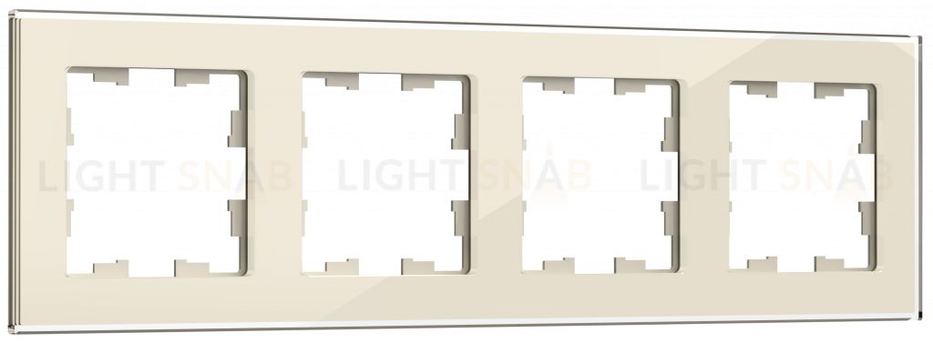 Рамка четверная IEK Brite Decor ванильный глянец стекло BR-M42-G-K10 BR-M42-G-K10