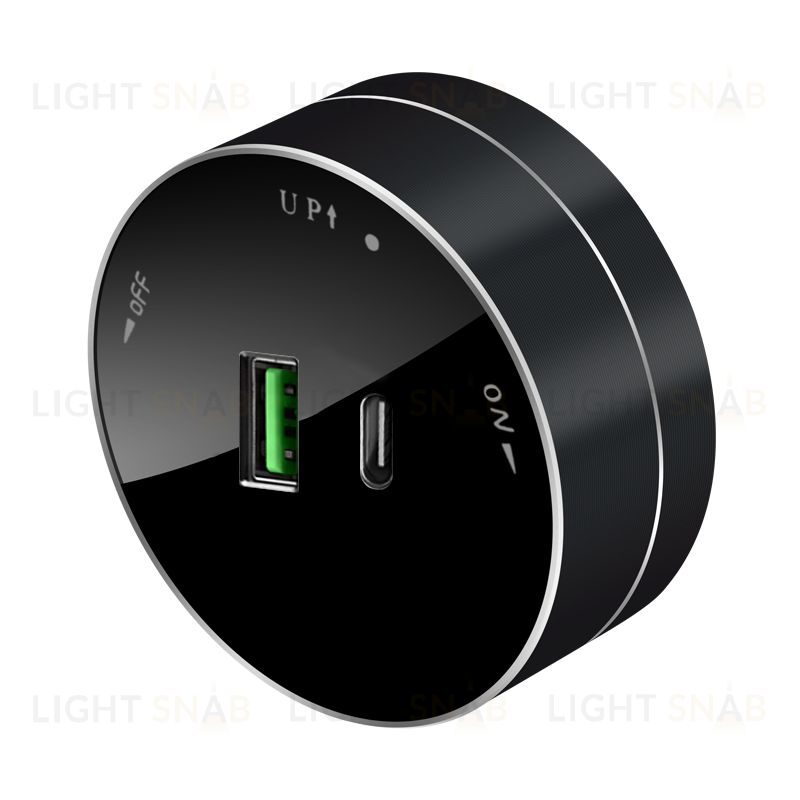 Розетка 2хUSB (тип А+С) Systeme Electric MuitiTrack 18Вт, 5В/3А, антрацит MTK13003B MTK13003B