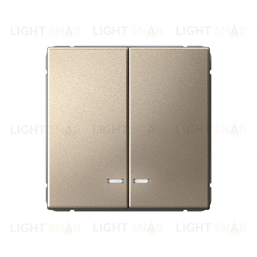 Выключатель двухклавишный с подсветкой System Electric ArtGallery 10А, шампань GAL000553 GAL000553