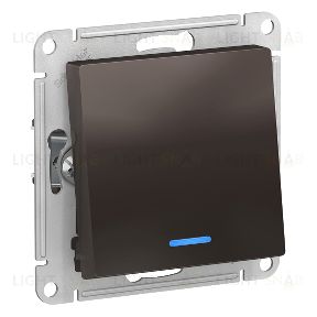Выключатель одноклавишный проходной с подсветкой System Electric ArtGallery 10А, мокко GAL000608+ATN000663 GAL000608 + ATN000663