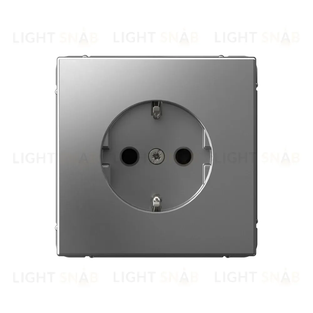 Розетка с заземлением, быстрозажимные клем., со шторками System Electric ArtGallery 16А, сталь GAL000945S GAL000945S