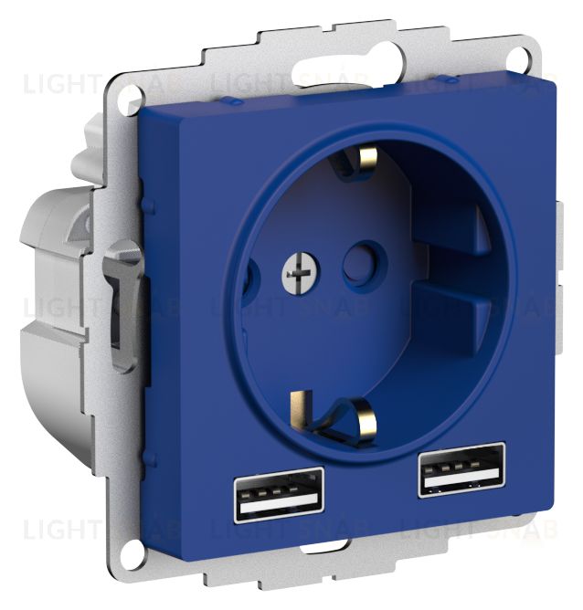 Розетка с заземлением и с 2 USB A+A, 2х5В/1,2А, System Electric ArtGallery 16А, аквамарин GAL001108+ATN001130 GAL001108 + ATN001130