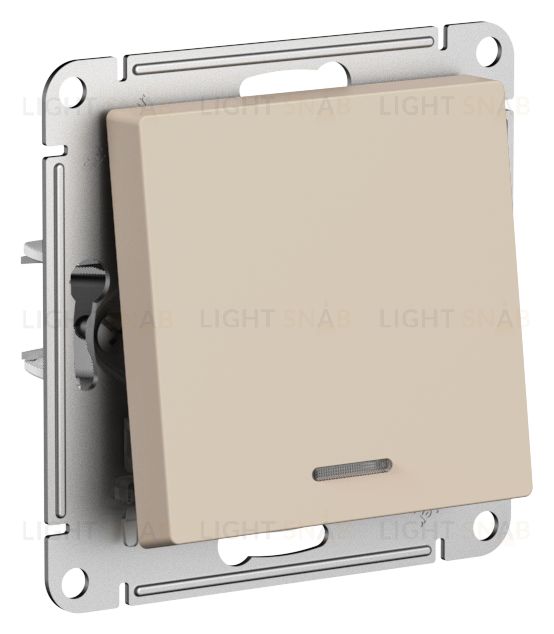 Выключатель одноклавишный проходной с подсветкой System Electric ArtGallery 10А, песочный GAL001208+ATN001263 GAL001208 + ATN001263