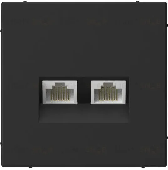 Розетка компьютерная двойная RJ45 5е кат. System Electric ArtGallery, карбон GAL001085 GAL001085