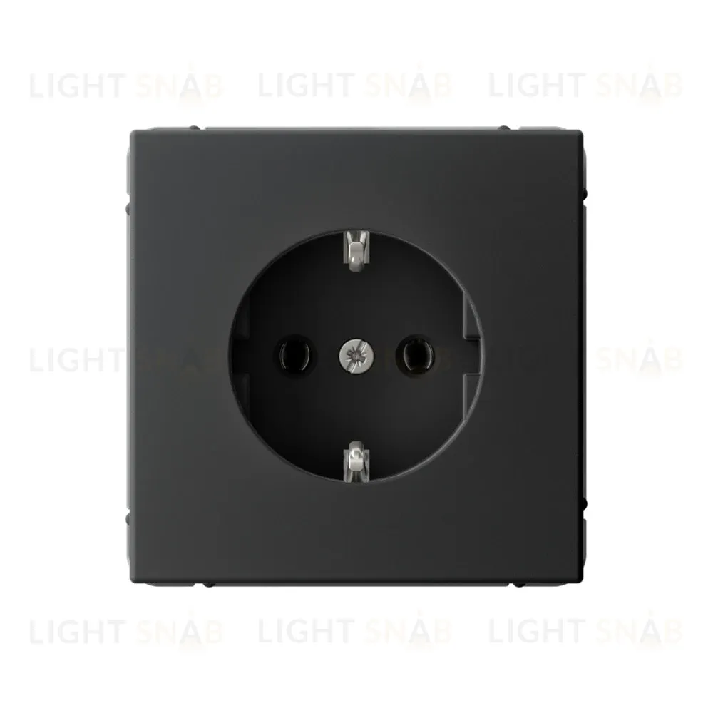 Розетка с заземлением, быстрозажимные клем., System Electric ArtGallery 16А, карбон GAL001043S GAL001043S