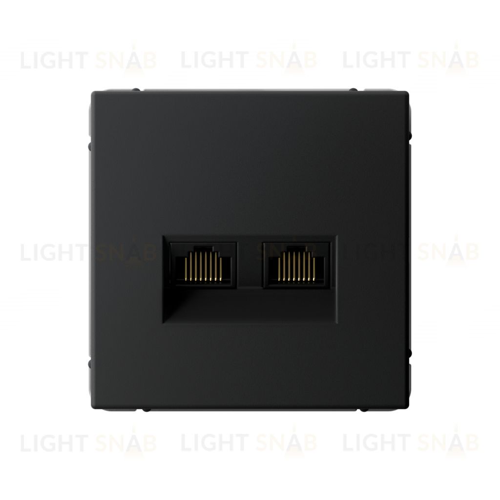 Розетка компьютерная двойная System Electric ArtGallery RJ45 6A кат., карбон GAL001088 GAL001088
