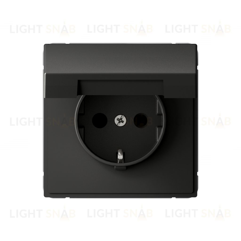 Розетка с заземлением со шторками и крышкой System Electric ArtGallery 16А IP20, базальт GAL001446 GAL001446