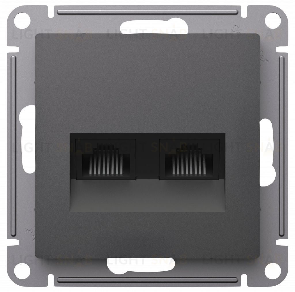 Розетка компьютерная двойная System Electric ArtGallery RJ45 5 кат., базальт GAL001408+ATN001485 GAL001408 + ATN001485