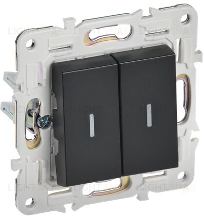 Выключатель 2-клавишный с подсветкой 10А IEK Skandy черный SK-V20-1-10-K02 SK-V20-1-10-K02