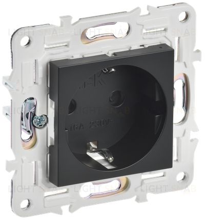 Розетка с заземлением со шторками 16А IEK Skandy черный SK-R14-16-K02 SK-R14-16-K02