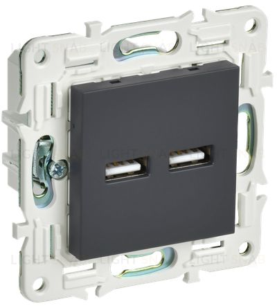 Розетка USB двойная A+A 5В 3,1А IEK Skandy графит SK-U21-D31-K53 SK-U21-D31-K53