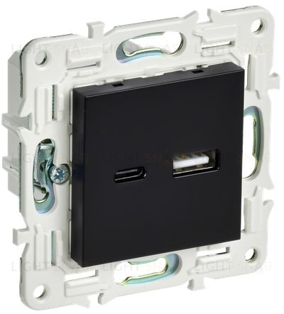 Розетка USB двойная A+С 5В 3,1А IEK Skandy черный SK-U22-D31-K02 SK-U22-D31-K02