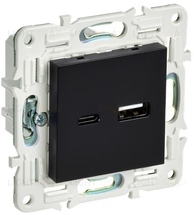 Розетка USB двойная A+C 18Вт IEK Skandy черный SK-U22-018-K02 SK-U22-018-K02